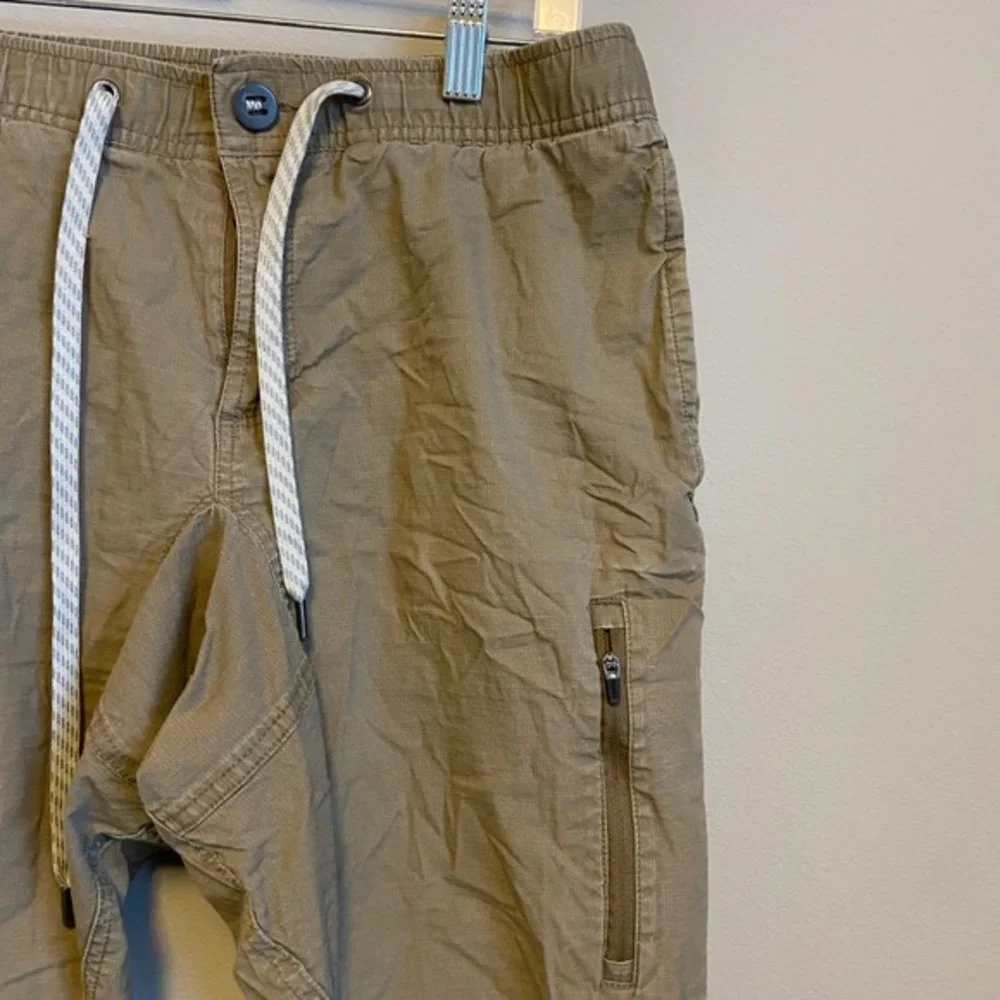 Vuori Ripstop Climber Pants Mens Medium Khaki Tan Organic Cotton V412 Drawstring
